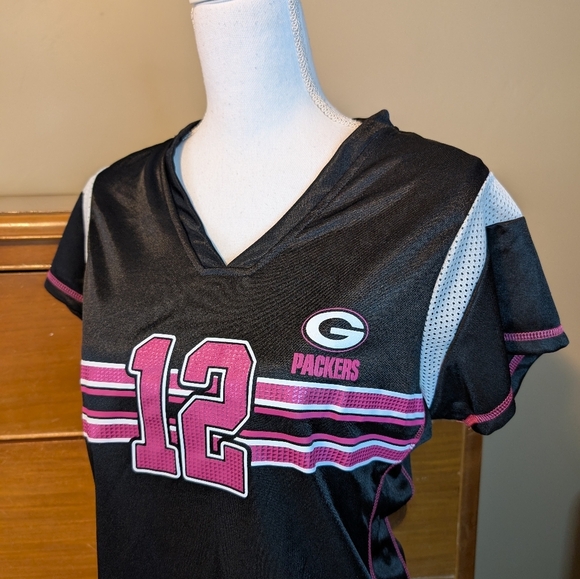 #12 RODGERS Pink & Black Jersey Green Bay Packers NFL Team Apparel Breast Cancer - Picture 2 of 10